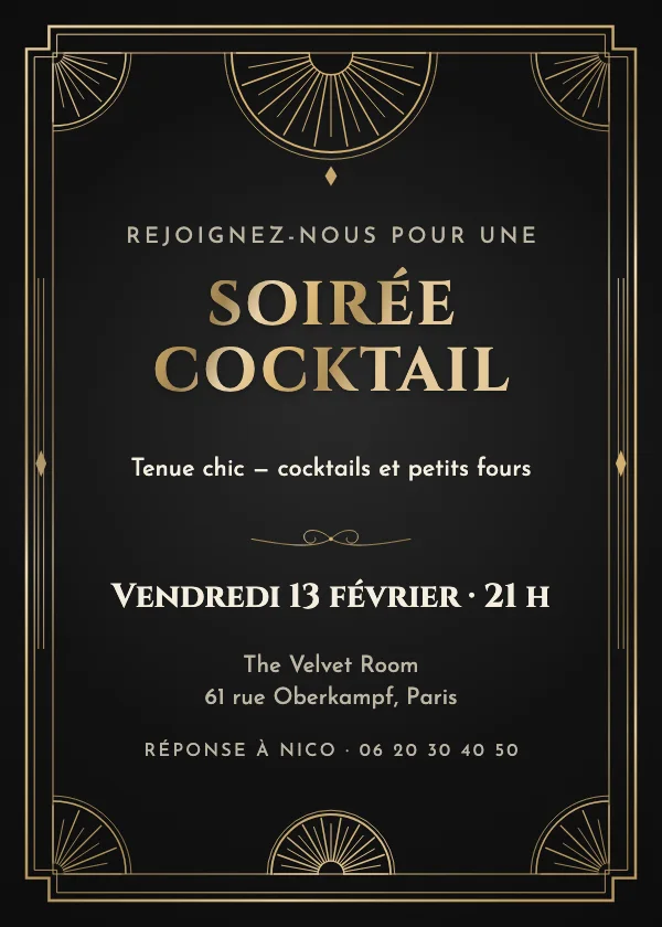 Invitation soirée Grand Art déco