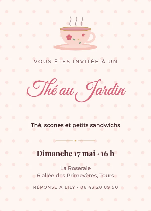 Invitation soirée Thé au jardin