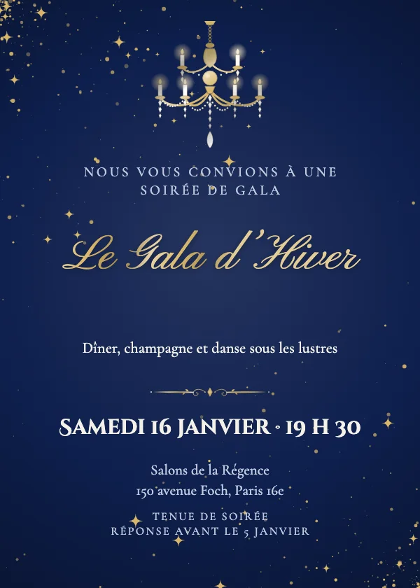 Invitation soirée Salle de bal aux lustres