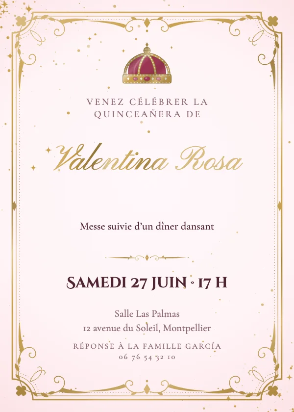 Invitation Quinceañera Diadème royal