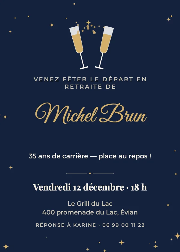 Invitation départ en retraite Santé