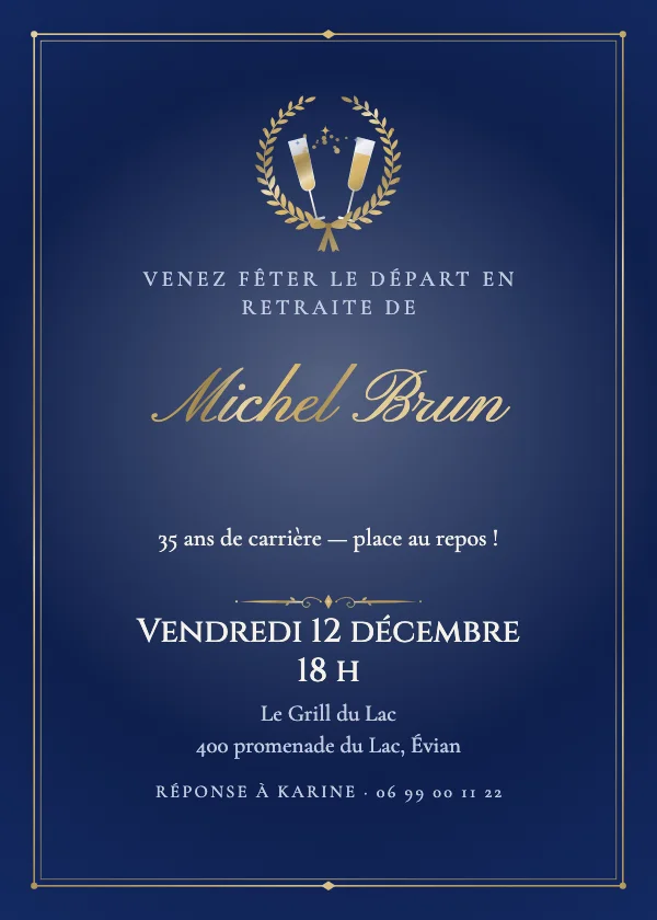 Invitation départ en retraite Lauriers d’honneur