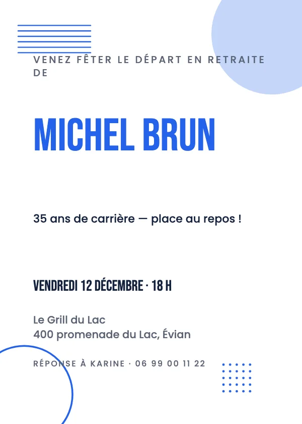 Invitation départ en retraite Moderne
