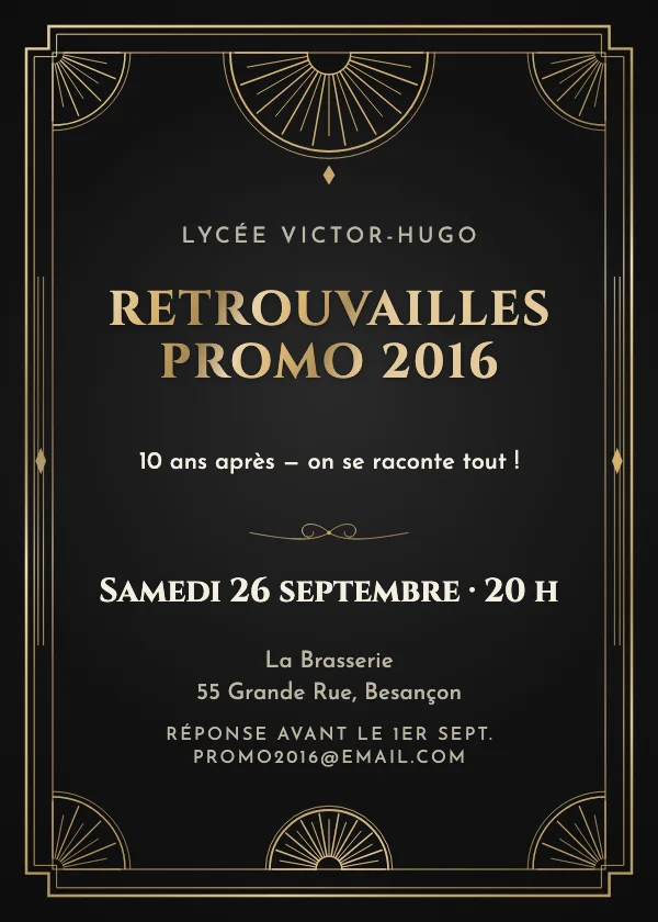 Invitation Retrouvailles Grand Art déco