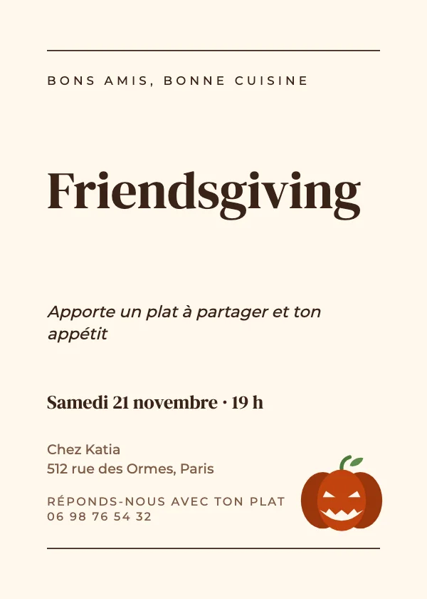 Invitation Thanksgiving Éditorial