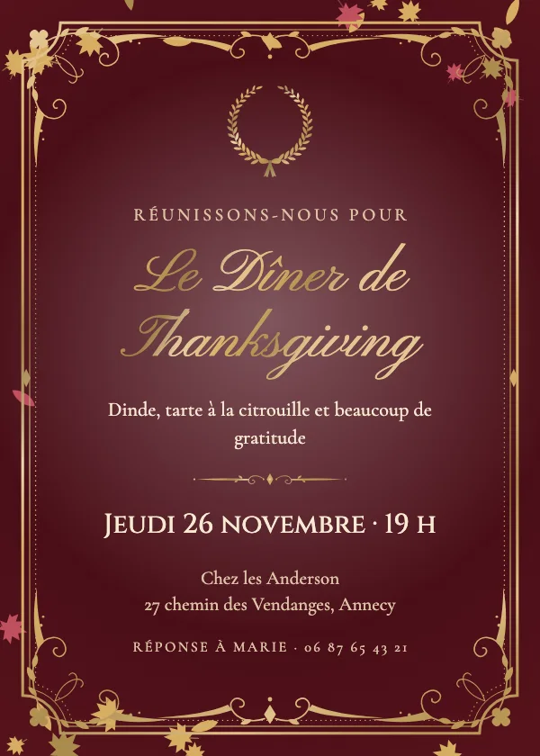 Invitation Thanksgiving Velours d’automne