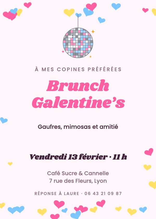 Invitation Saint-Valentin Boule disco