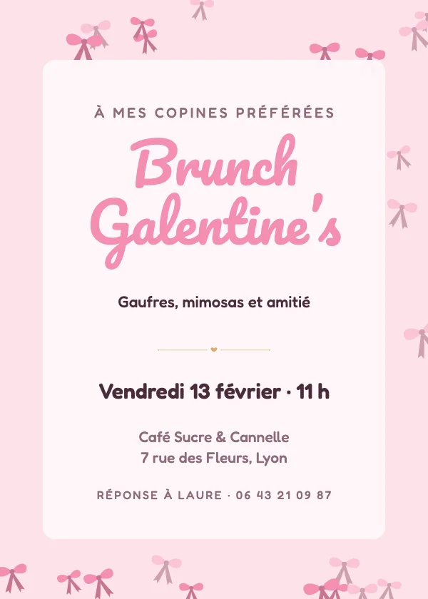 Invitation Saint-Valentin Nœuds coquette