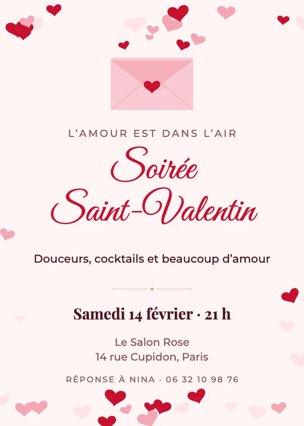 Invitation Saint-Valentin Lettre d’amour