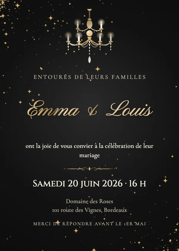 Faire-part de mariage Salle de bal aux lustres