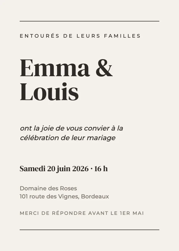 Faire-part de mariage Éditorial
