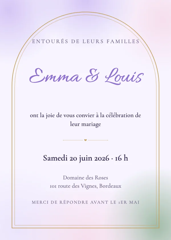 Faire-part de mariage Aquarelle lavande