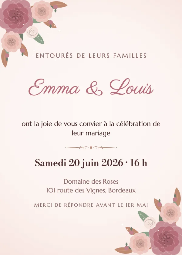 Faire-part de mariage Pivoines de luxe