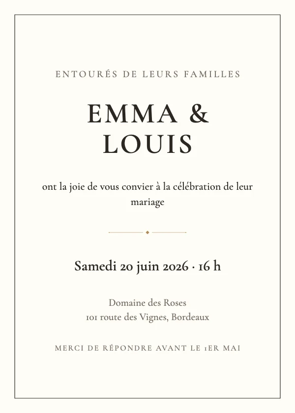 Faire-part de mariage Minimaliste moderne