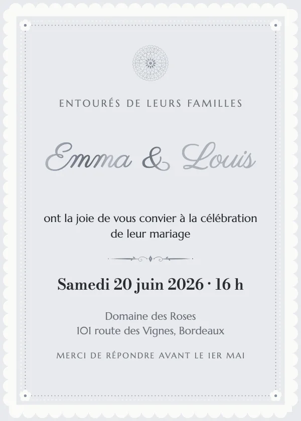 Faire-part de mariage Dentelle de perles