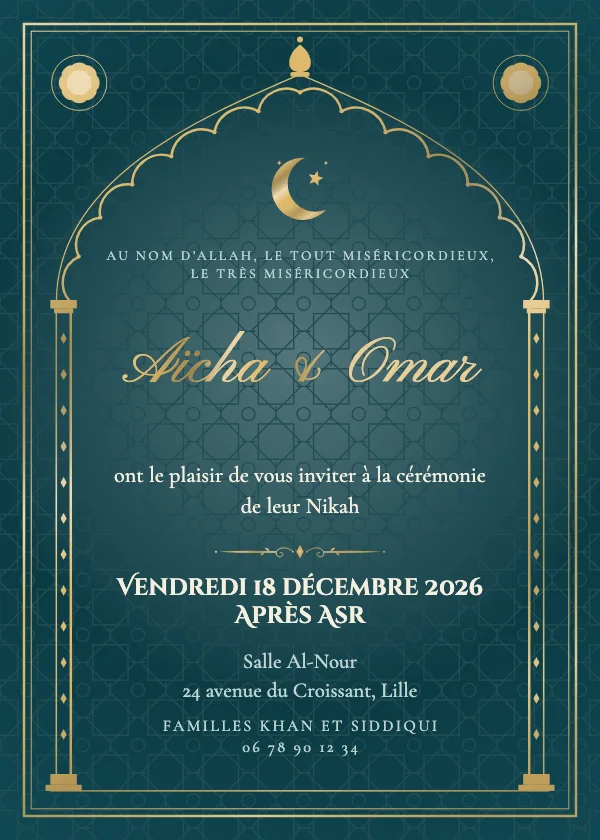 Faire-part de mariage Nikah royal