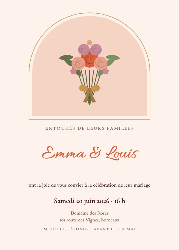 Faire-part de mariage Arche terracotta