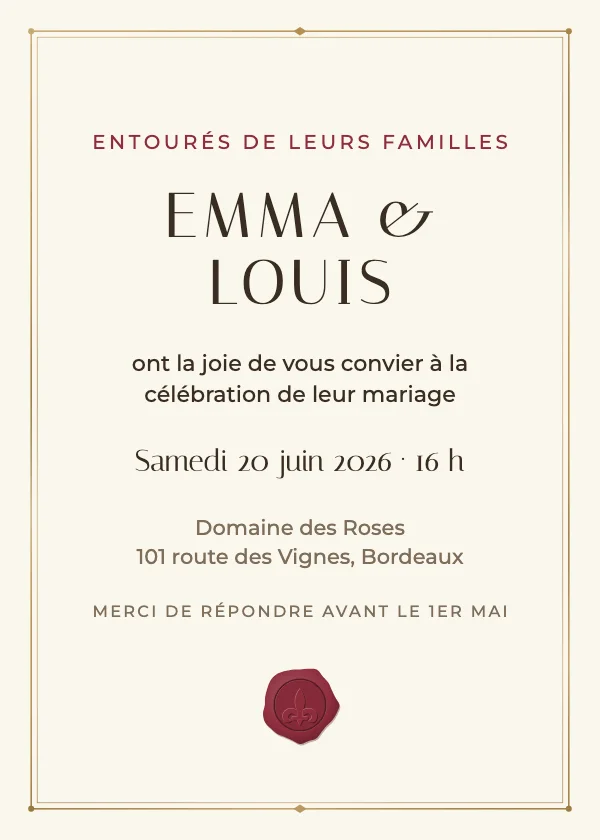 Faire-part de mariage Sceau de cire
