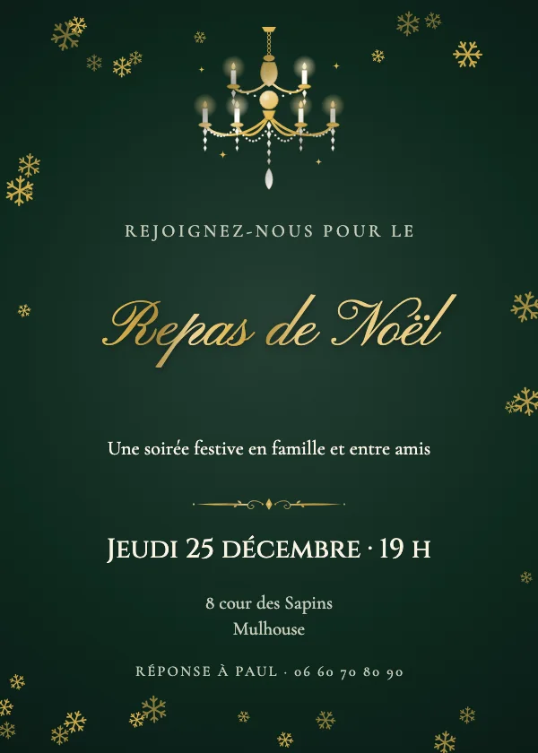 Invitation Noël Salle de bal aux lustres