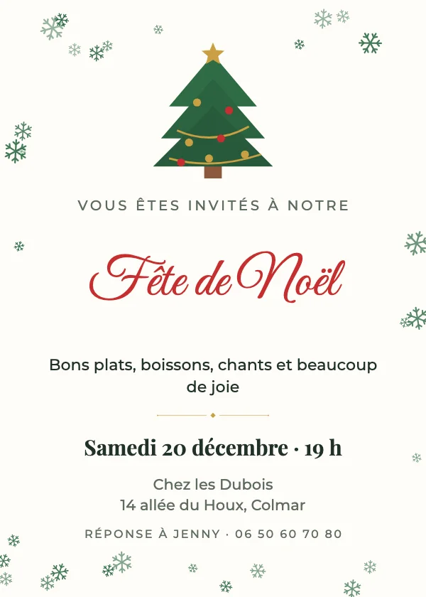 Invitation Noël Sapin de Noël