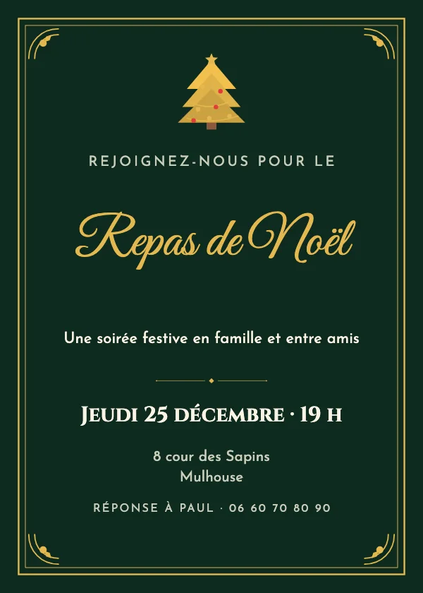 Invitation Noël Dorée