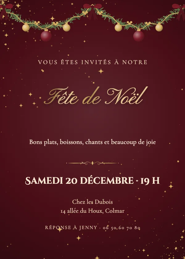 Invitation Noël Guirlande de velours