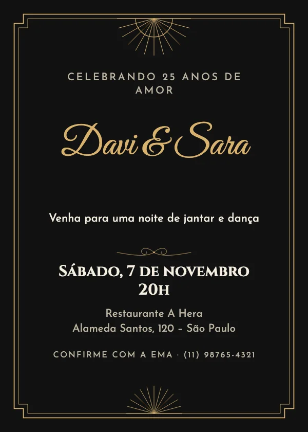 Convite de bodas Art déco