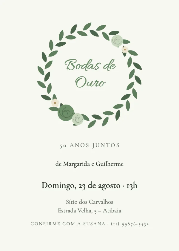 Convite de bodas Guirlanda verde