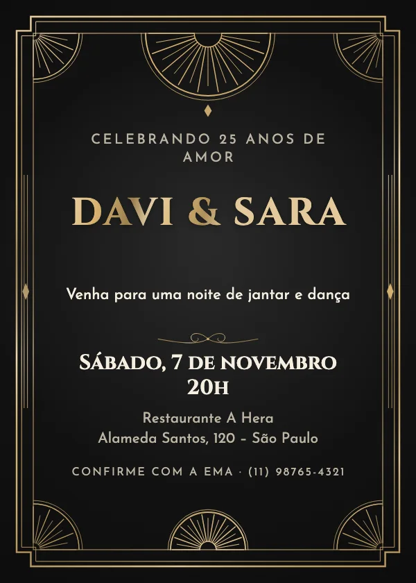 Convite de bodas Grande art déco