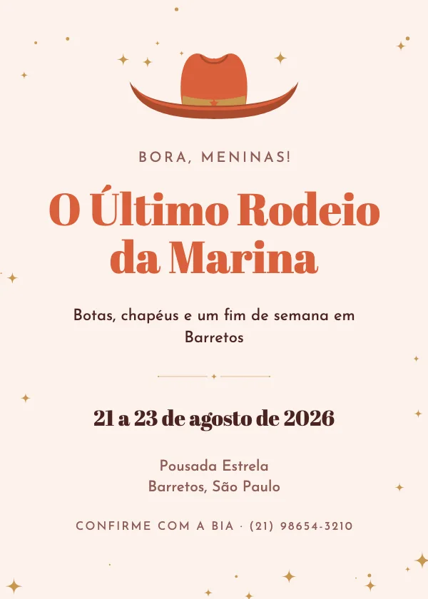 Convite de Despedida de Solteira Último rodeio