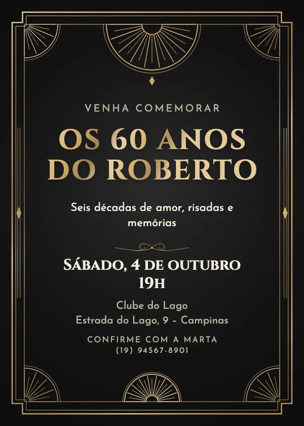 Convite de aniversário Gala black-tie