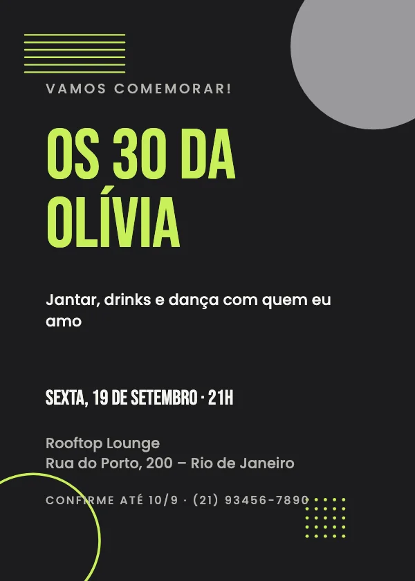 Convite de aniversário Moderno ousado
