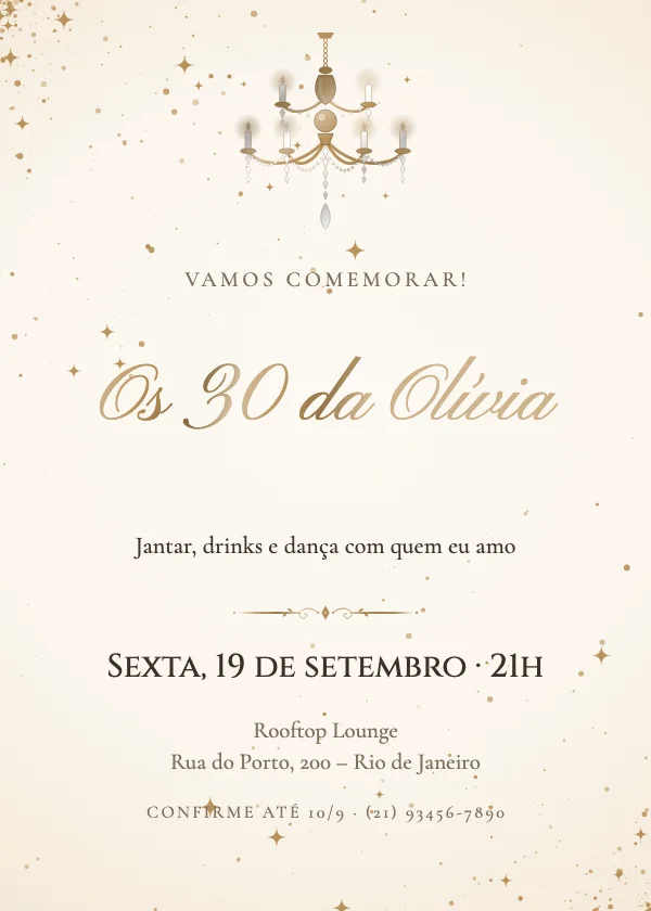 Convite de aniversário Salão de lustres