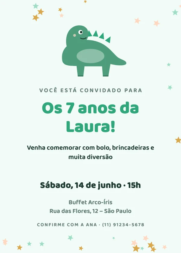 Convite de aniversário Aventura dos dinossauros
