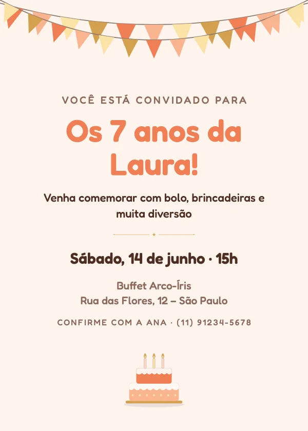 Convite de aniversário Bandeirinhas