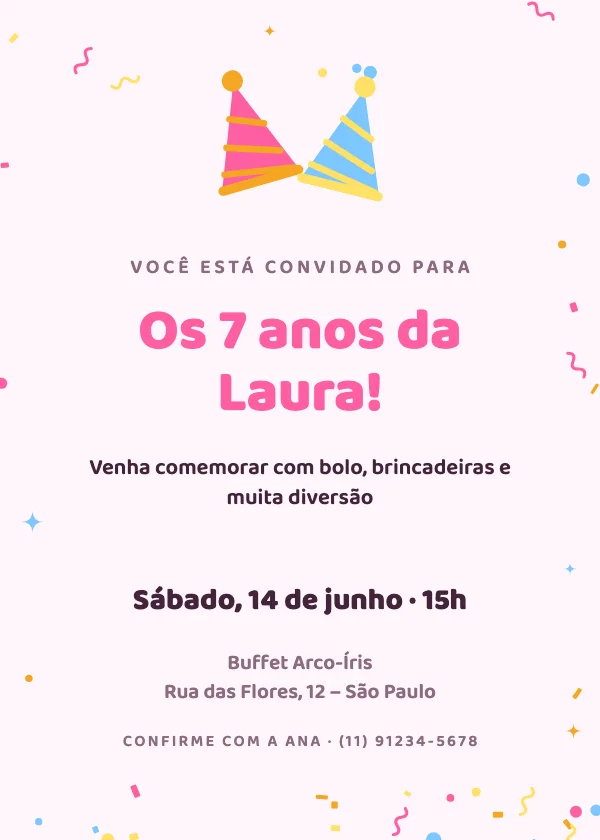 Convite de aniversário Chapéus de festa