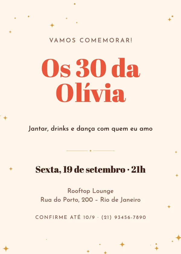 Convite de aniversário Glamour retrô