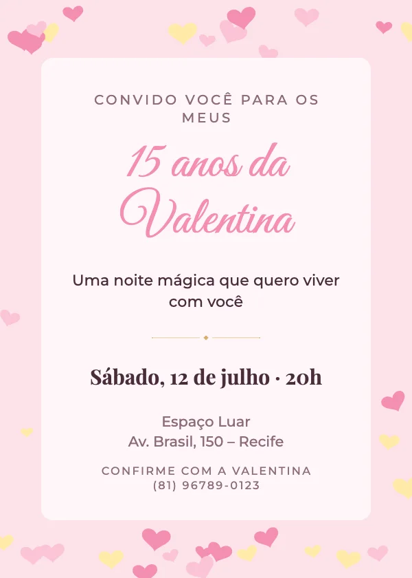 Convite de aniversário 15 anos