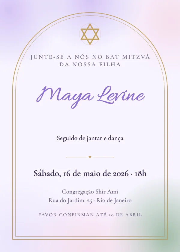 Convite de Bar Mitzvá Arco florido