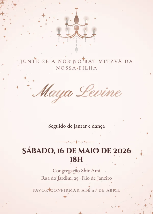 Convite de Bar Mitzvá Salão de lustres