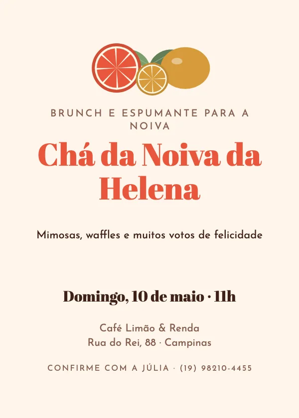 Convite de Chá de Panela Cítricos