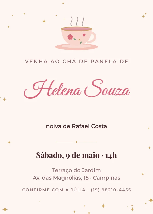 Convite de Chá de Panela Chá da tarde