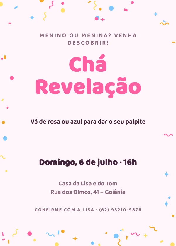 Convite de chá de bebê Menino ou menina