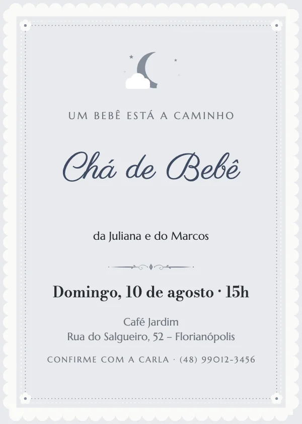 Convite de chá de bebê Renda de pérolas
