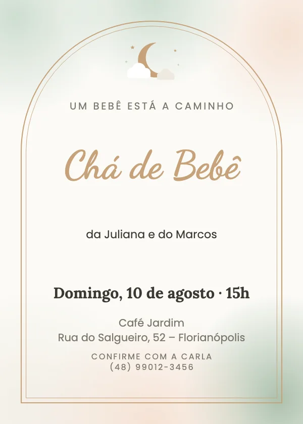 Convite de chá de bebê Aquarela