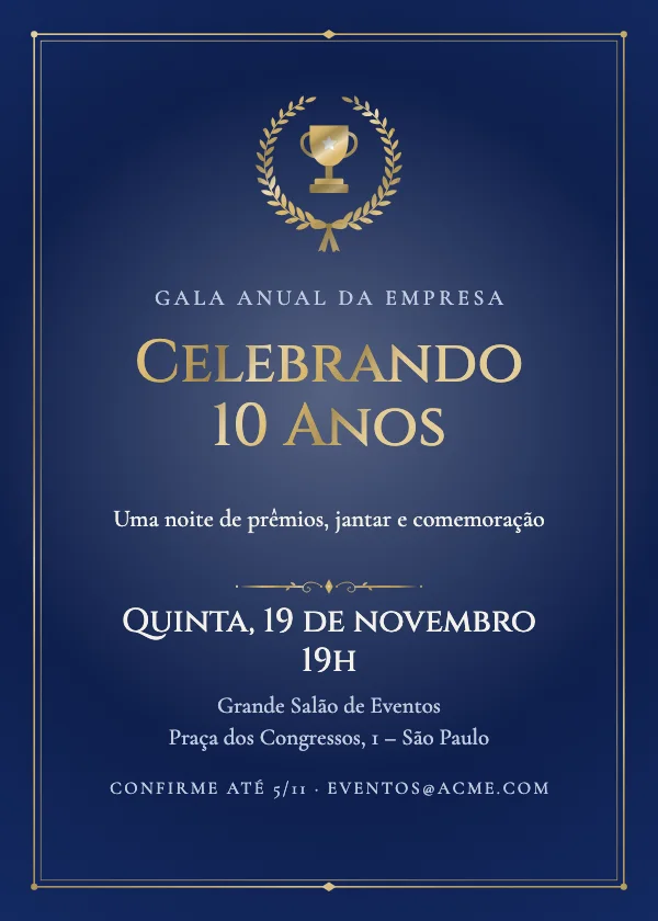 Convite para evento Louros de honra