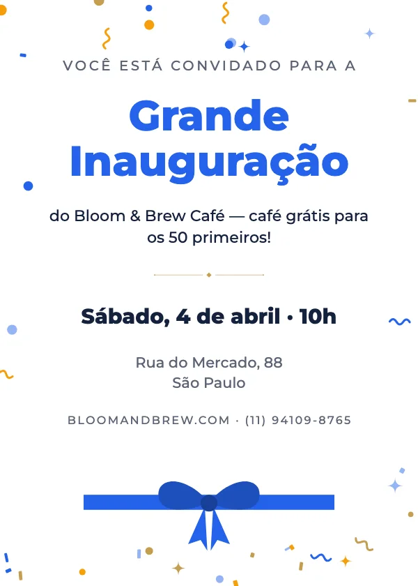 Convite para evento Grande inauguração