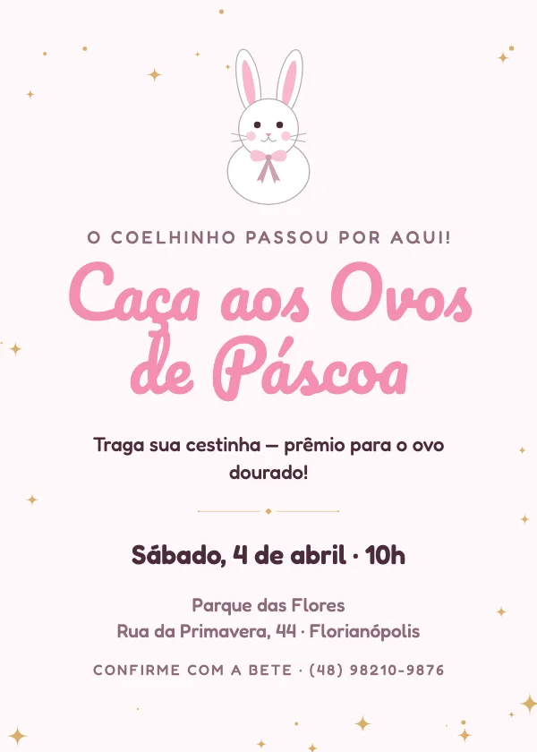 Convite de Páscoa Coelhinho da Páscoa