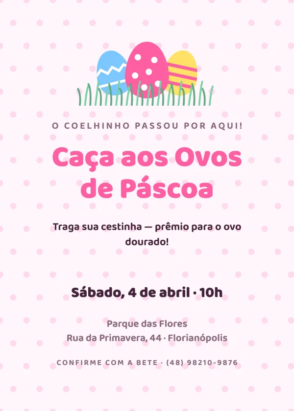 Convite de Páscoa Caça aos ovos