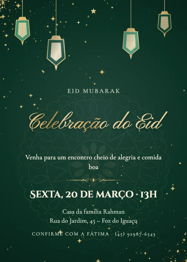 Convite de Eid Lua crescente de veludo